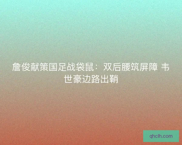 詹俊献策国足战袋鼠：双后腰筑屏障 韦世豪边路出鞘